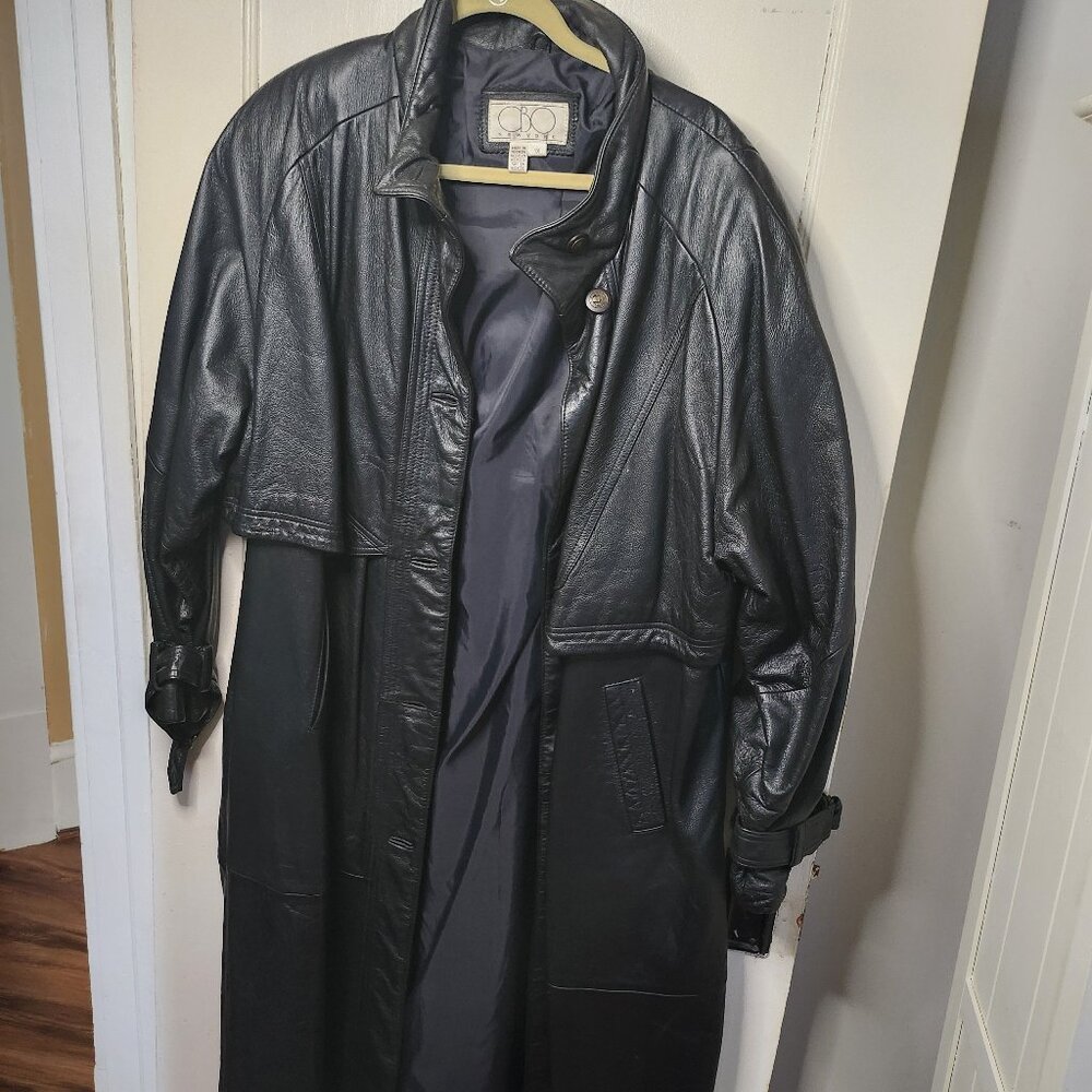 Black Leather Woman Coat  1X